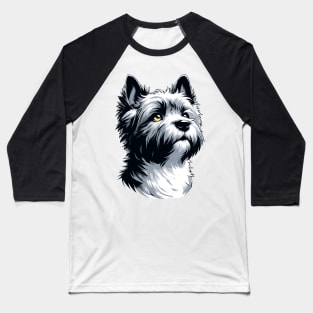 Stunning and Cool Cairn Terrier Monochrome and Gold Portrait for Father's Day Baseball T-Shirt